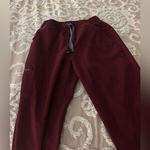 Figs Burgundy Jogger Scrub Pants with Drawstring